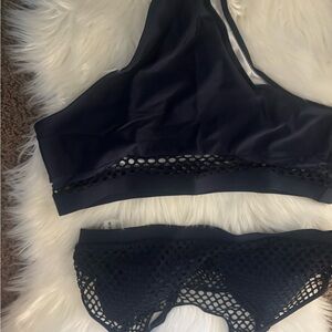 SHEIN Navy and White Bikini Set